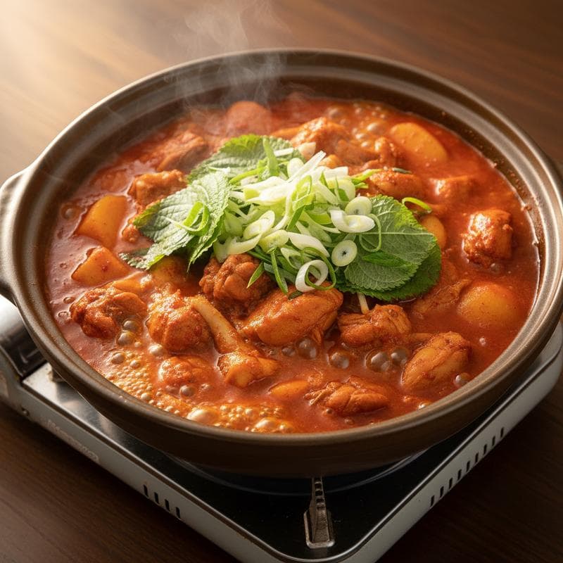 Spicy Braised Chicken (Dakbokkeumtang)